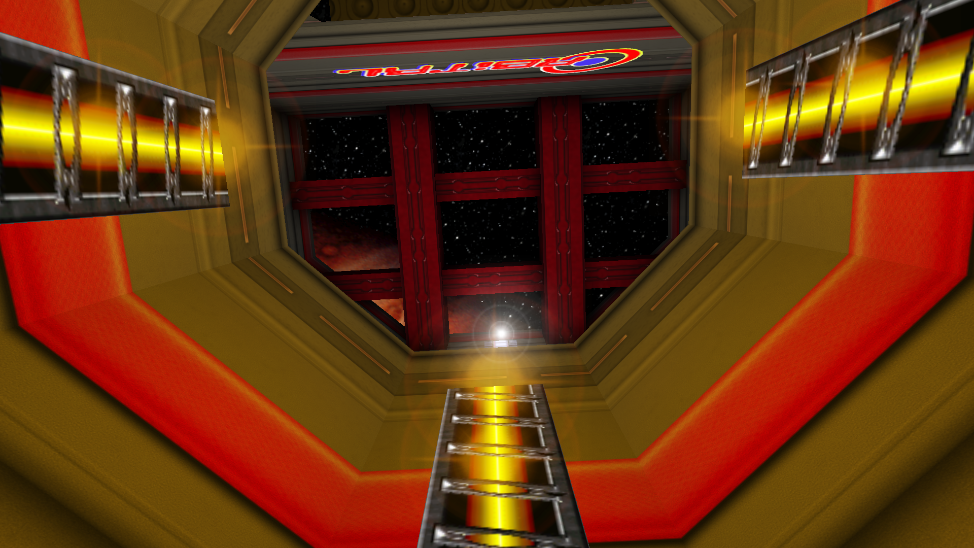 A picture of a vertical jump tube in the Orbital Bonus Arena.